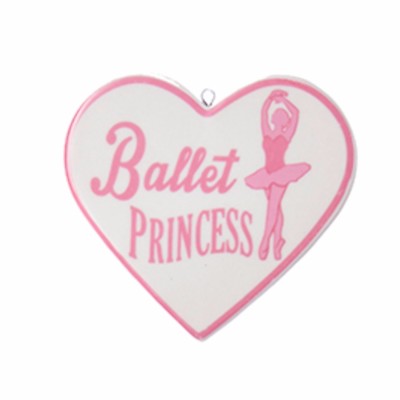 KSA PORCELAIN BALLET HEART CHRISTMAS HOLIDAY ORNAMENT ''BALLET PRINCESS'' 