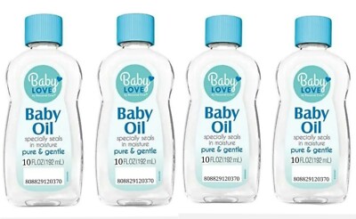4 Packs Baby Love by Personal Care Baby Oil 6.5 fl oz. Bottle