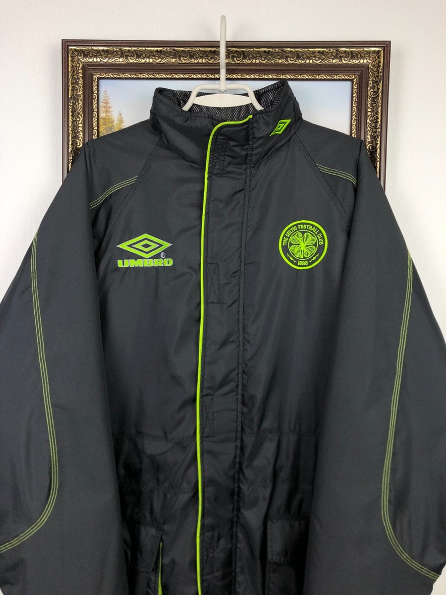 Vintage 90's Umbro Celtic Football Padded Bench Coat Jacket Soccer