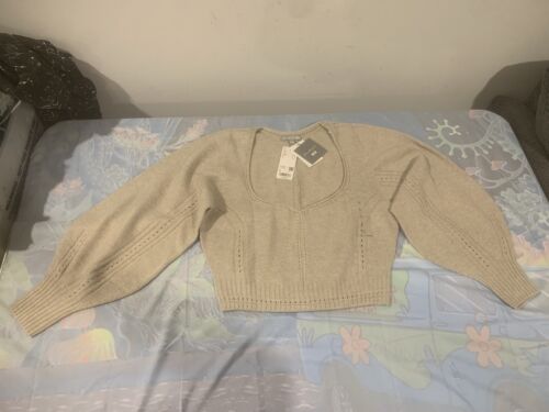 UNIQLO Mame Kurogouchi 3D Knit Volume Long Sleeve Sweater Sz Large Natural Beige - Picture 1 of 14
