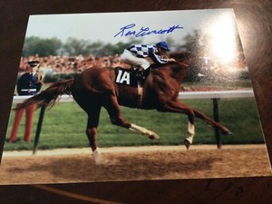 AUTOGRAPHED RON TURCOTTE ON SECRETARIAT 11x14 PHOTOGRAPH