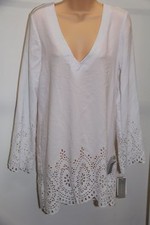 NWT Kenneth Cole Swimsuit Cover Up Dress Sz S WHT Long sleeve