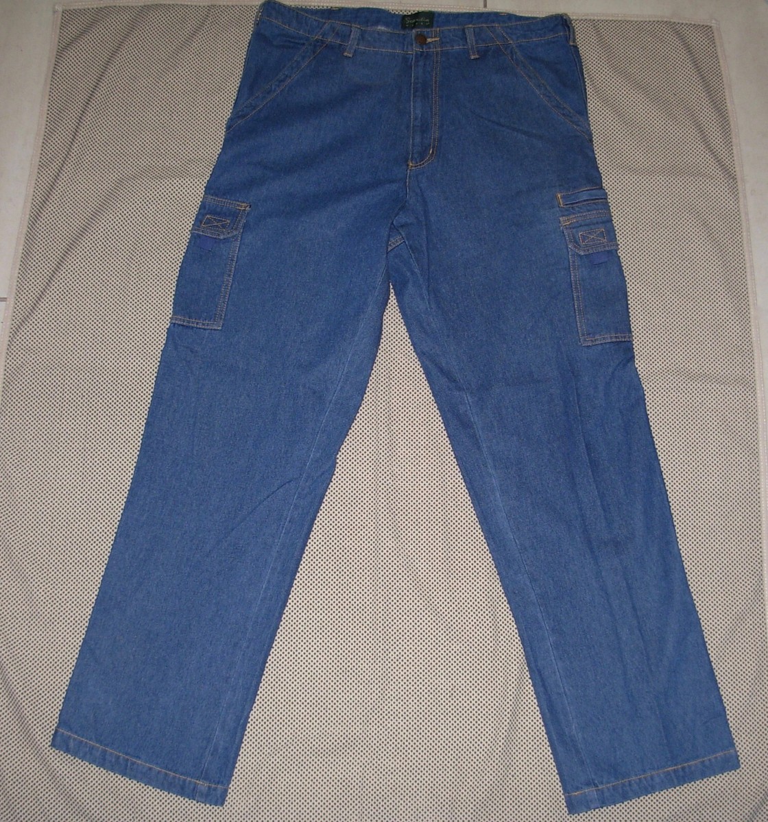 【COLOR iN ID】colav vintage denim Scandia Woods Men's Jeans XL 38x34 Baggy Cargo Denim Blue