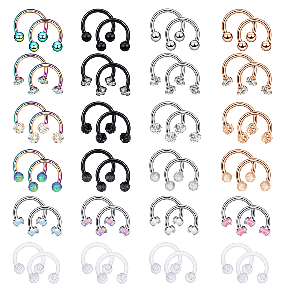 Anillo de nariz de acero inoxidable 6-18 piezas 16G anillo de herradura piercing corporal joyería espiral Foto 2 de 4