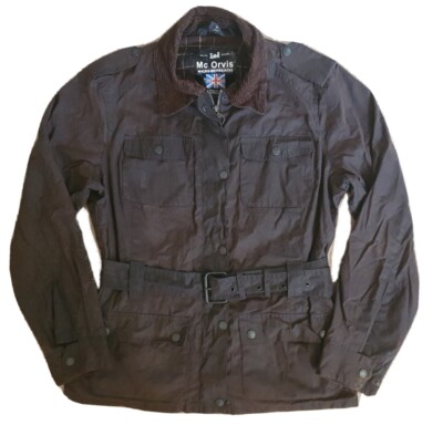 ORVIS Wax Jacket Coat Womens S Brown Waxed Cotton Belted
