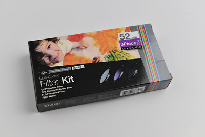 Brand New Vivitar 52mm 3-Piece UV/CPL/FLD Filter Kit