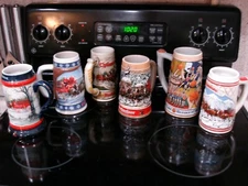 6-Anheuser Busch Budweiser Holiday Christmas Beer Stein Clydesdales 