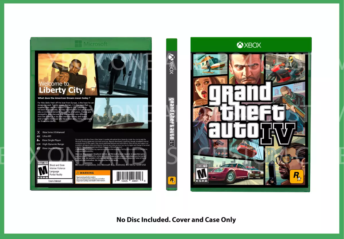 CUSTM REPLACEMENT CASE Grand Theft Auto IV GTA 4 NO DISC SEE DESCRIPTION  Xbox