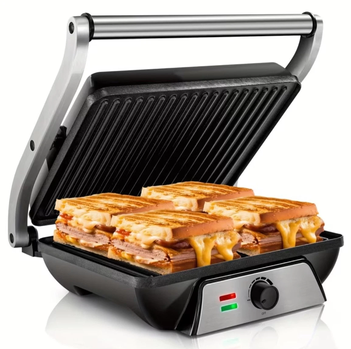3-in-1 Electric Indoor Grill - Panini Press With Non-Stick Cooking Plates
Opens in a new window or t