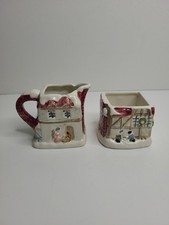 FF 1986 Fitz & Flyod a Dickens Christmas mini creamer & sugar set hand painted