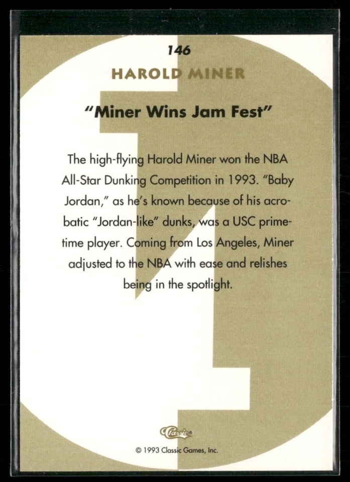 1993-94 Classic Images Four Sport Harold Miner Rookie USC Trojans/Miami Heat - Image 2 of 2