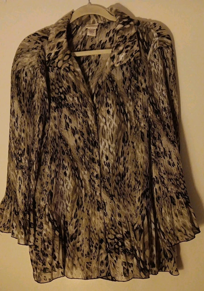 Blusa cardigã feminina Covington acordeão transparente tamanho 16/18W - Imagem 2 de 4