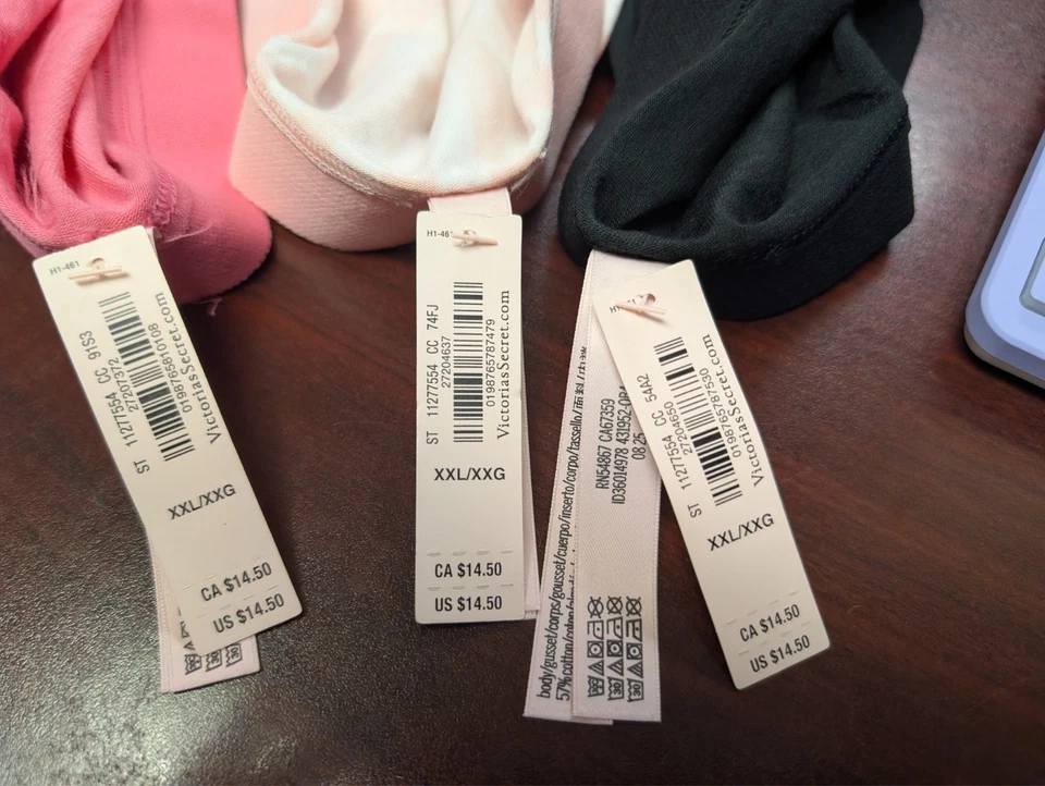 Victoria's Secret Panty Lote de 3 Logo Algodón Brillo Parche Niño Panty XXL NUEVO CON ETIQUETAS Foto 3 de 4