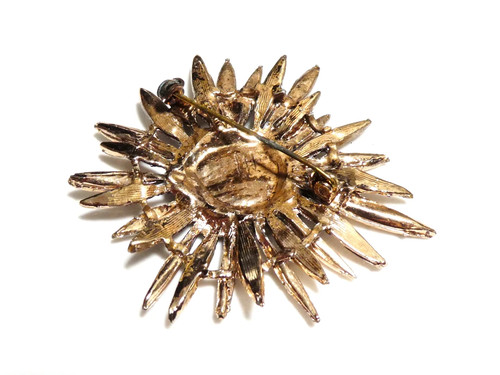 Lovely vintage bronzetone starburst atomic abalone paua shell   brooch - Picture 4 of 4