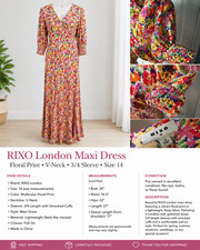 RIXO Womens 14 Floral Bias Cut Maxi Dress Multicolor V Neck Puff Sleeve