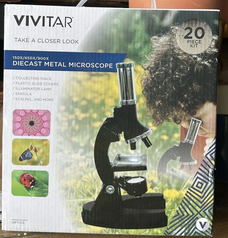 New Vivitar Diecast Metal Microscope 20x Magnification 20 Piece Kit for Ages 6+
