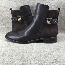 Tommy Hilfiger Boots Womens Size 8 Brown Leather Ankle Booties Side Zip Irsela 3