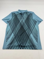 Oakley Polo Shirt Mens XL Blue Geometric Golf Mesh Performance Lightweight Top