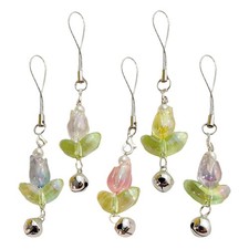 5 Pcs Phone Strap Charm Cell Lanyard Decoration Mobile Pendant Flower