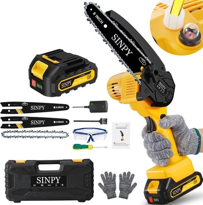 SINPY SPY-YL6 Mini Motosega a Batteria 6 Pollici 2 Batt. 21V 2Ah 880W Oliatore