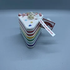 Glass Cake Ornament Rainbow Colors Holiday Time Christmas Tree