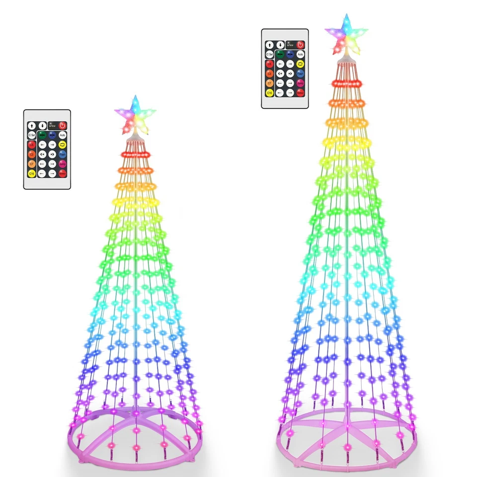 1.8M/2.1M Christmas Cone Tree Light Outdoor Xmas Tree Light Decor w/App+Remote - Image 2 of 4