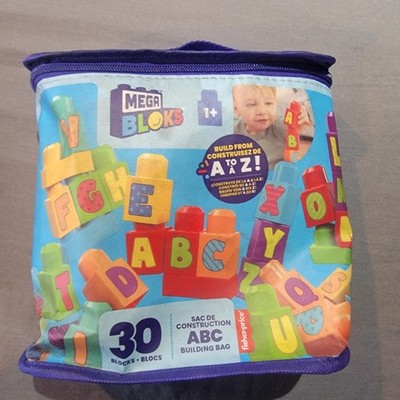 Mega Blocks ABC Building Bag- 30 Blocks - by: Mattel Construction Bag w/blocks 