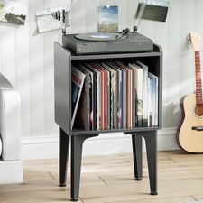 Record Player Stand, Vinyl Record Storage Table, Black  Turntable Stand with 2-