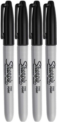 Sharpie Permanent Markers, Fine Point, Black Ink (4-Pack)