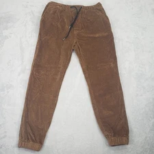 American Eagle Men's Small Brown Corduroy Joggers Pull On Elastic Waist Casual