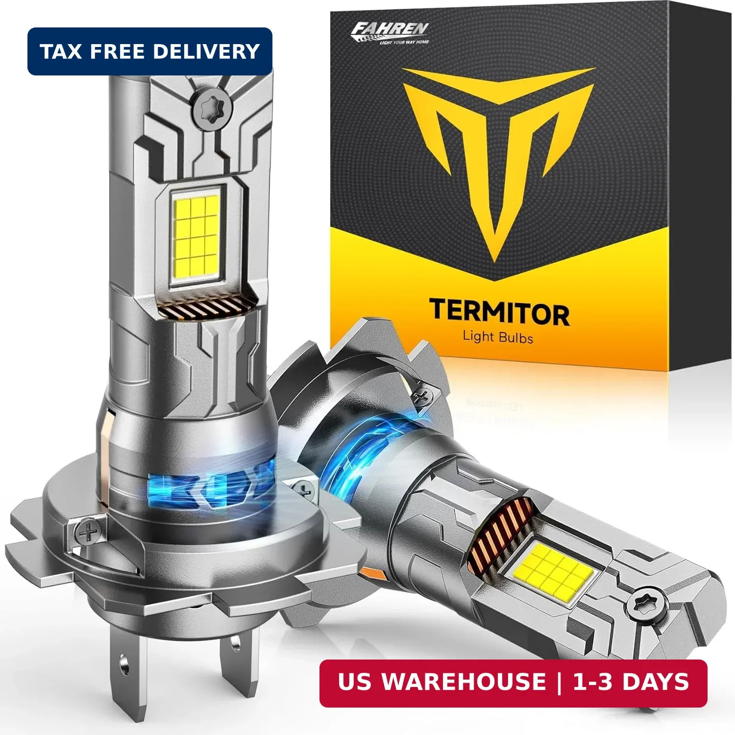 Termitor 2026 Upgraded H7 light Bulb 40000LM 900% Brighter 6500K White Super Bri