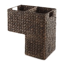 Stair Step Basket, Woven Wicker Hyacinth Staircase Storage Organizer, Espresso