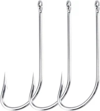Dr.Fish Fishing J Hooks O'shaughnessy Forged Hook Long #6-100 Pack, Silver 