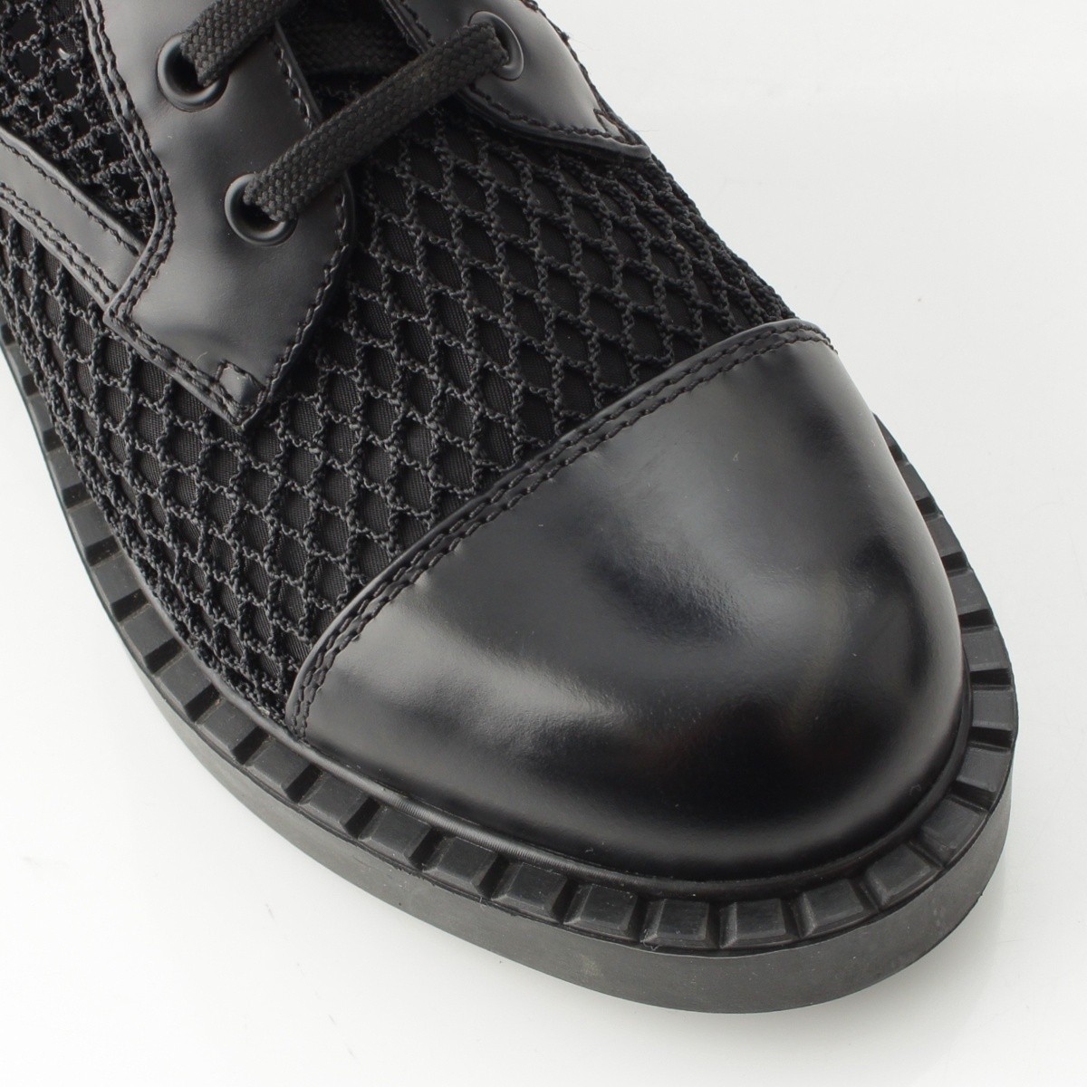 PRADA Lace-up long boots with mesh and triangle logo boots 1W907M black 36 thumbnail 6