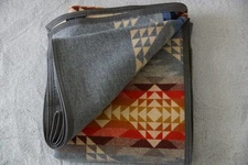 Pendleton Smith Rock Bed Blanket Wool QUEEN Grey Multi USA NWT