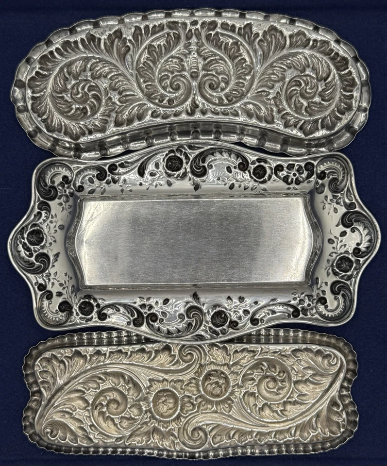 Juego de 3 bandejas de tocador Gorham de plata de ley Foto 2 de 2