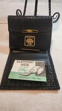 Vintage Faux Elephant Hide Leather Vitron Black Bifold Wallet Unused No Box AAA