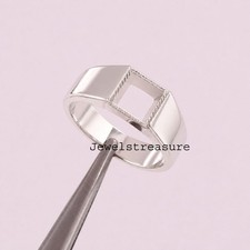 Semi Mount 7X7 MM Square Half Bezel Setting 925 Sterling Silver Blank Ring