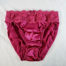 Victoria's Secret Second Skin Satin Miracle Lace Brief Large Rose Red