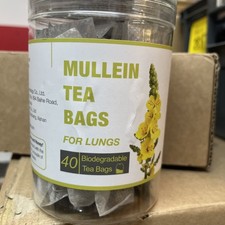 40 Bags Dried Mullein Tea Bags for Lungs - Lung Detox Cleanse Mullein Leaf Tea 