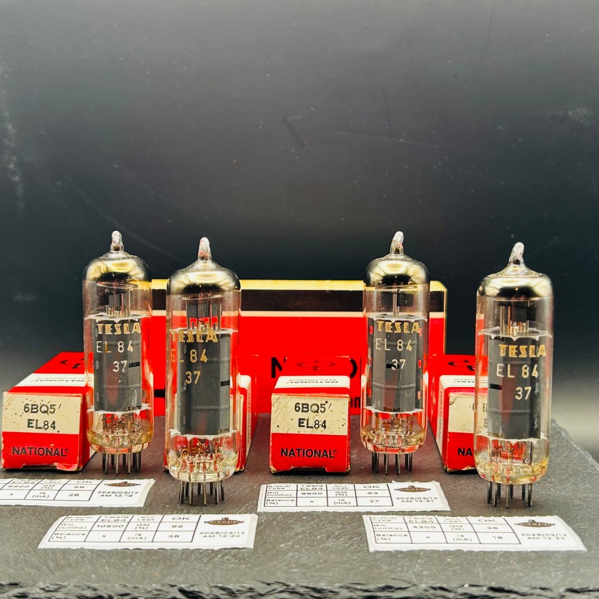 4x Tesla EL84 / 6BQ5 Vacuum Tubes – Tested – Vintage Audio Power