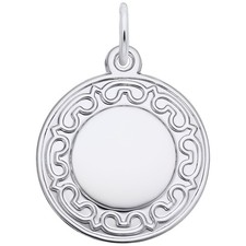 Ornate Round Charm - Metal - Sterling Silver