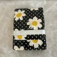 MCM Vintage BLACK w/DAISIES Coats & Clark SEWING KIT - 1960's WITH THREAD ETC