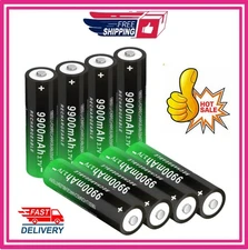 1~8 Pack 3.7V 9900mAh Rechargeable Button top Li-ion Batteries High Capacity