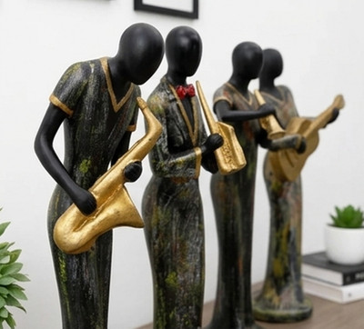 4er Set Abstrakte Musiker Figuren - Jazz Band Skulpturen Set