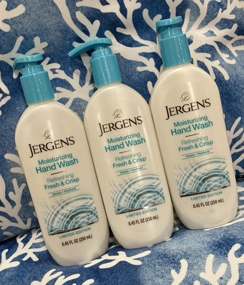 Lot Of 3 - JERGENS Moisturizing Hand Wash Fresh & Crisp LIMITED EDITION