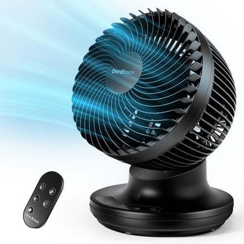 6 Inch Black Table Fan for Bedroom, Desk Air Circulator Fan with Remote, 85° ...