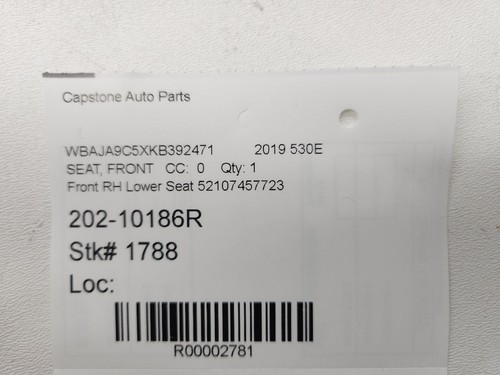Genuine 17-20 BMW 530i 540i G30 Front Passenger Right Seat Lower Cushion Cover - Picture 16 of 16
