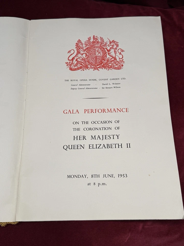 1953 Royal Opera House Gala Benjamin Britten Coronation Queen Elizabeth Unique - Image 3 of 4
