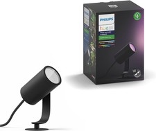 Philips Hue Lily, Faretto LED smart con estensione per kit base, Nero | Luce bia